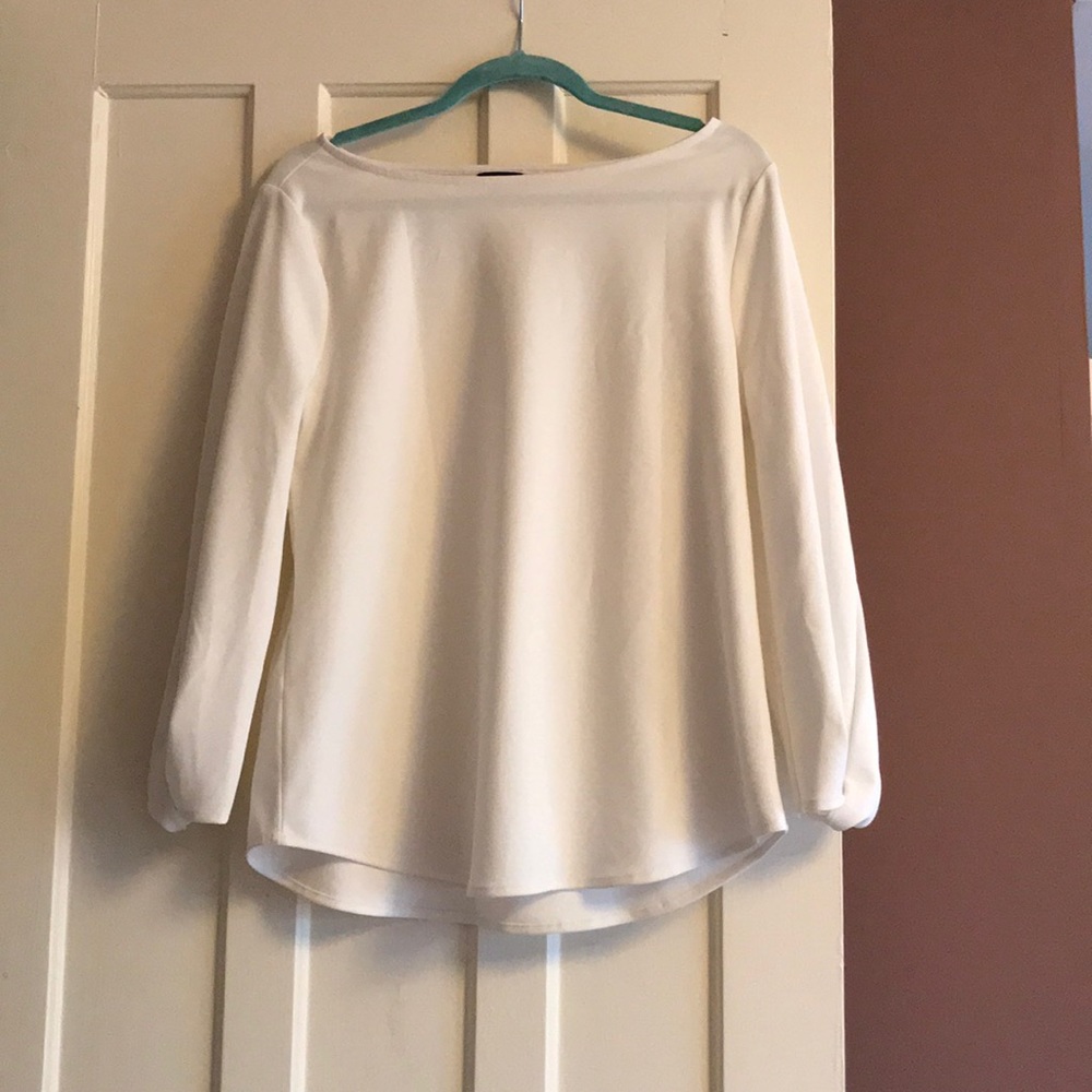 Ann Taylor cream blouse with sleeve detail - sz L